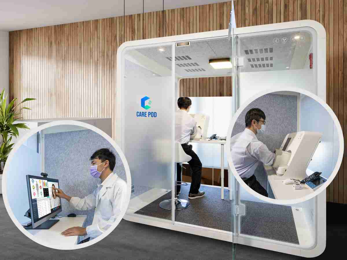 达擎于医疗科技展中展出＂远距诊疗舱＂，，，，以因应医疗数字化及社会高龄化趋势下、、、复诊及慢性病患等族群对于远距看诊需求逐渐升高所推出的创新整合方案。。多功能合一、、高隐私性的远距诊疗舱可根据病患端与医师端的不同需求，，，，提供弹性化及客制化功能，，，节省医生和病患的精力及时间